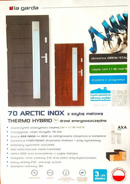 Drzwi zewnętrzne Thermo pełne i szklone , ościeżnica, próg, klamki