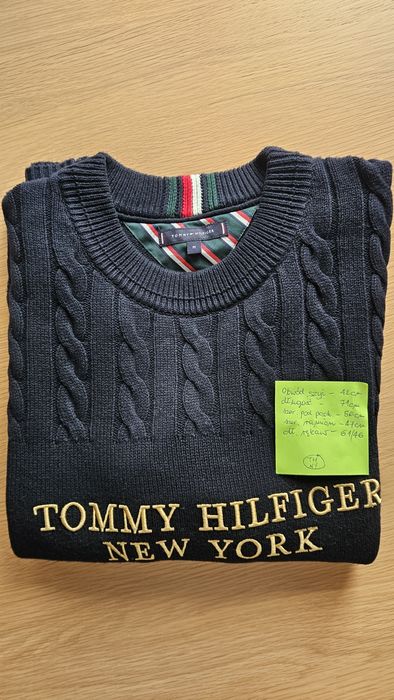 Sweter męski Tommy Hilfiger New York | M | Splot Warkoczowy | Stan Idealny