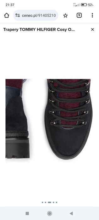 Kozaki botki Tommy Hilfiger damskie zmowe 39 czarne