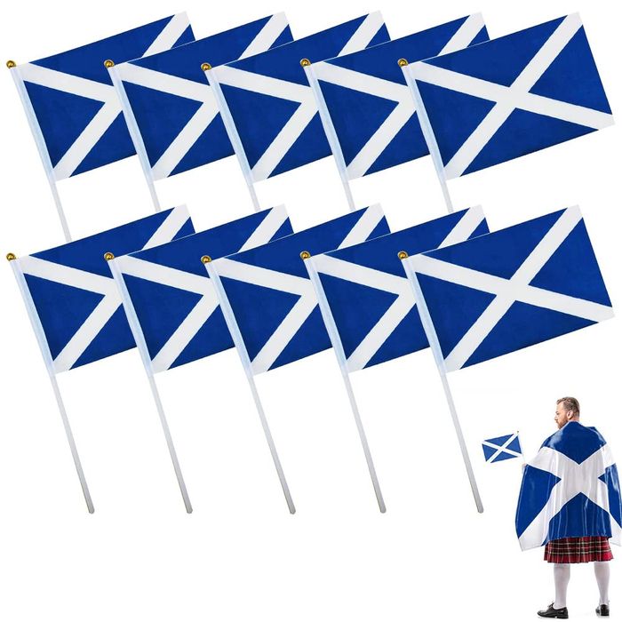 Mała Flaga Szkocji 14x21cm Ręcznie Wykonana Miniaturowe Flagi 10szt