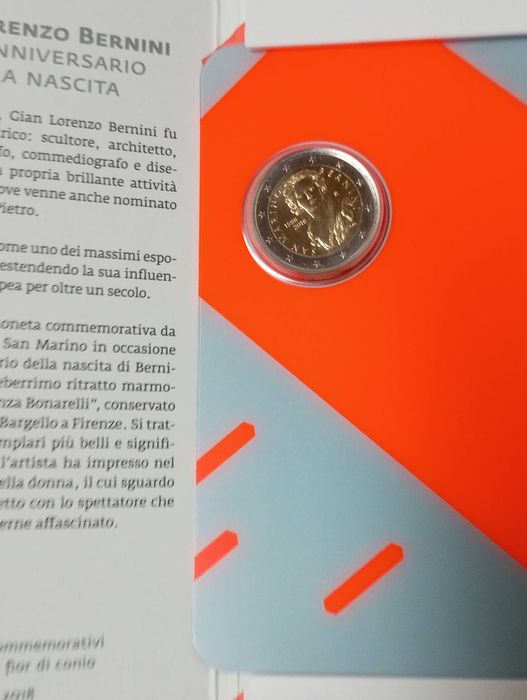 Moeda comemorativa de San Marino , 2018 Gian Bernini  "Rara"