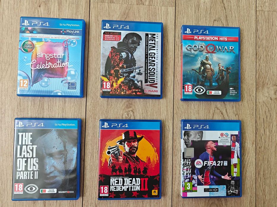 PS4 Slim 500GB + comando original + 6 jogos (RDR2, God of War, TLOU2)