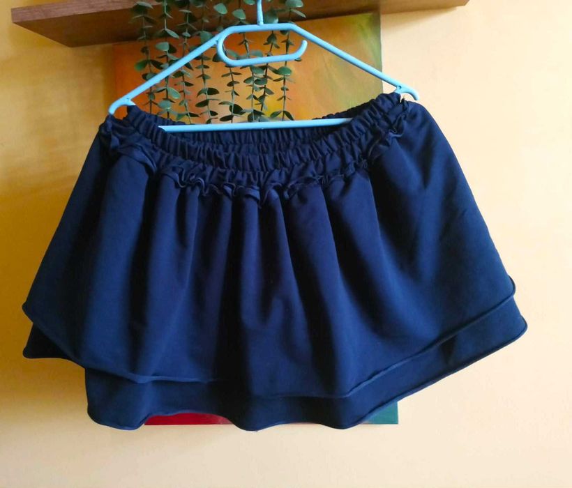 mini spódnica granatowa 40/42 MEG L/XL marszczona w pasie