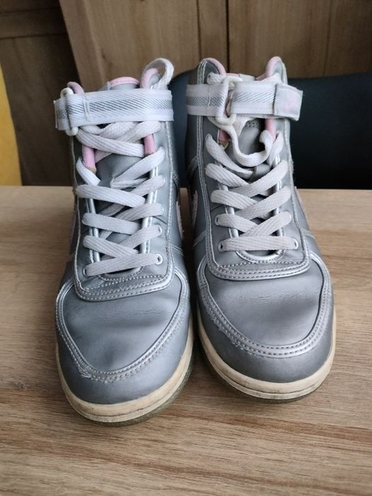 Srebrne buty sportowe Nike  Dunk High za kostkę 36 23,5 cm