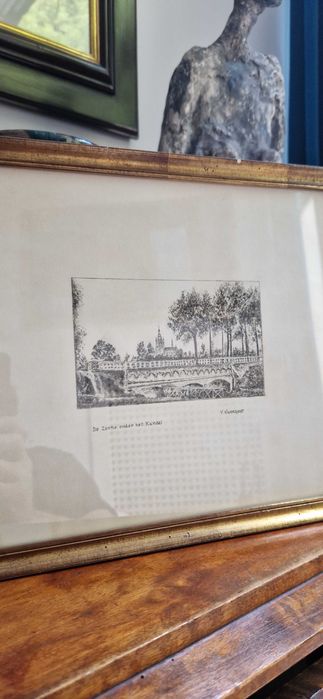 Litografia grafika dekor sygnowana v. Vanderoost Bruxella Belgia