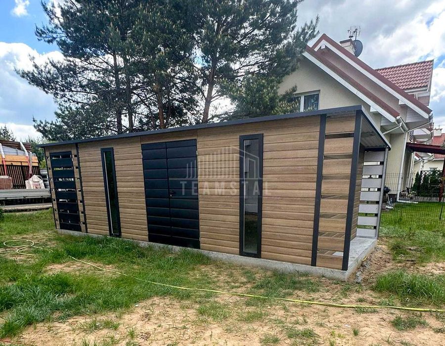 Schowek domek 6x2,5m wiata 0,5m wiata 1,2m drzwi 2x okno TS1135