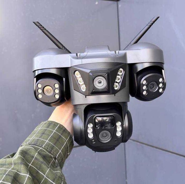 Автономна камера на батареї 4G V380 15МП вулична поворотна сонячна 3в1