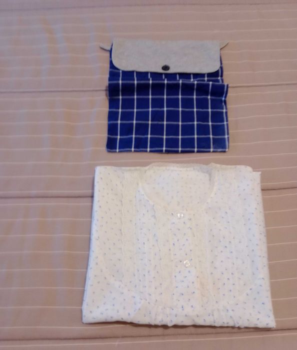 Camisa Dormir, manga cacada folhos e abertura peito + Bolsa - Novo