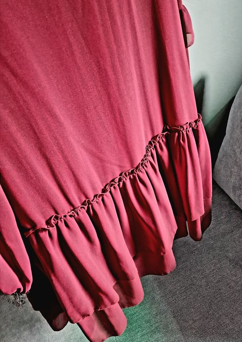 One fashion bordowa sukienka oversize bordo
