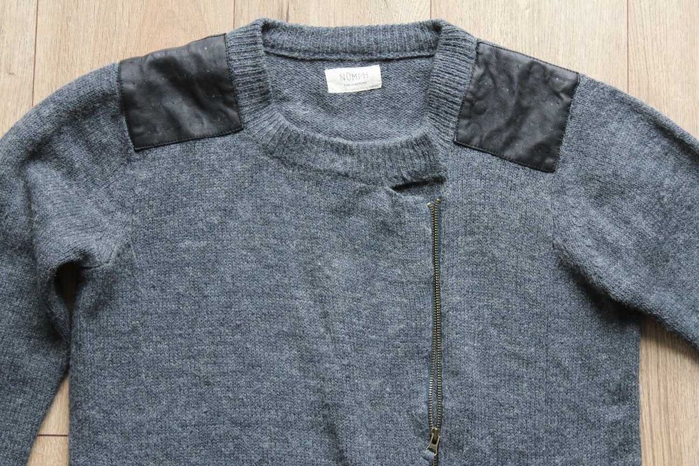 Ciemnoszary asymetrycznie rozpinany sweter Nymph 38 M, bluza wełna