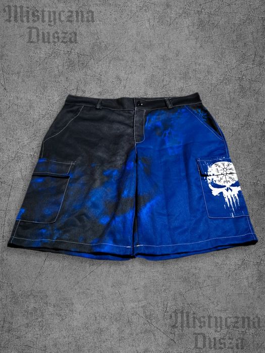 Męskie szorty krótkie spodenki czarne niebieskie Nordic runes viking alternative SWAG skate street