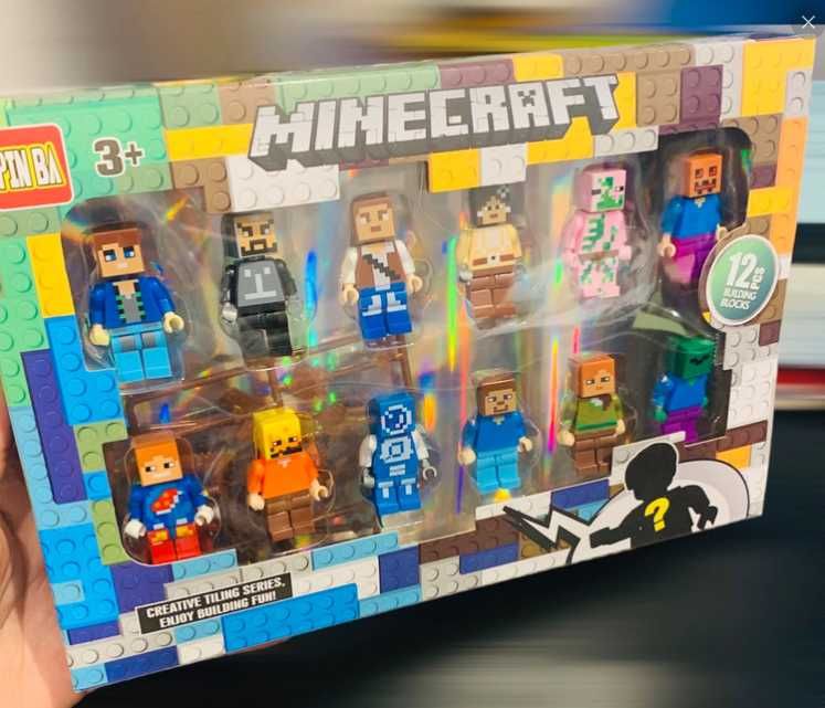 Zestaw figurek Minecraft Ludziki Klocki 12 szt plus akcesoria