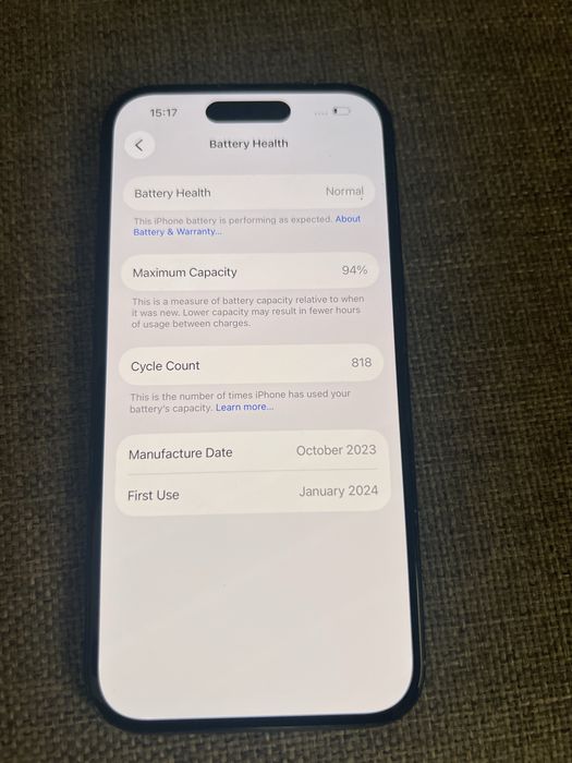 Iphone 15 128gb, 94% bateria, gwarancja