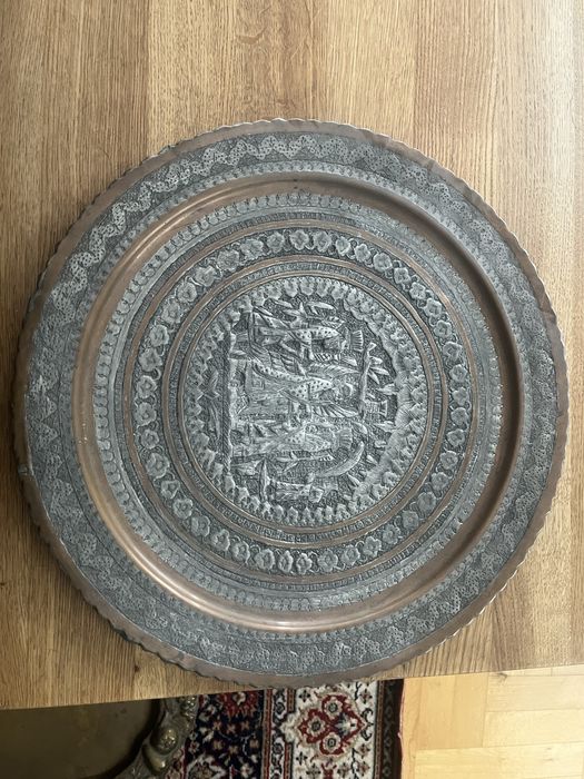 Platerowany miedziany talerz vintage