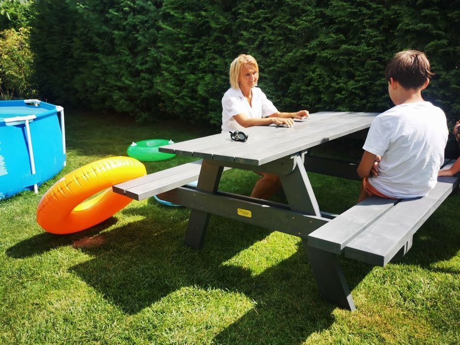 Stół piknikowy, drewniany zestaw piknikowy składany PREMIUM 180 cm