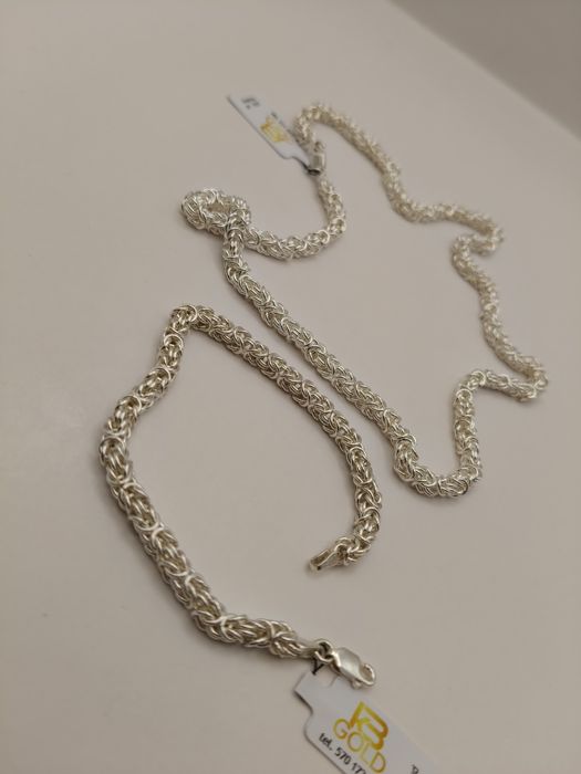 Srebrny Łańcuszek i Bransoletka Pr.925 Piękny Damski Komplet