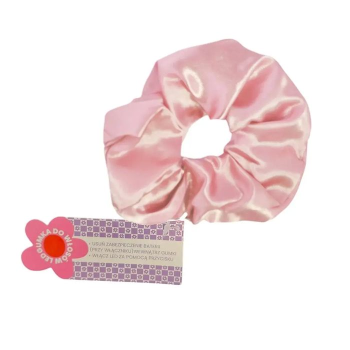 Gumka scrunchie do włosów led różowa. MCD