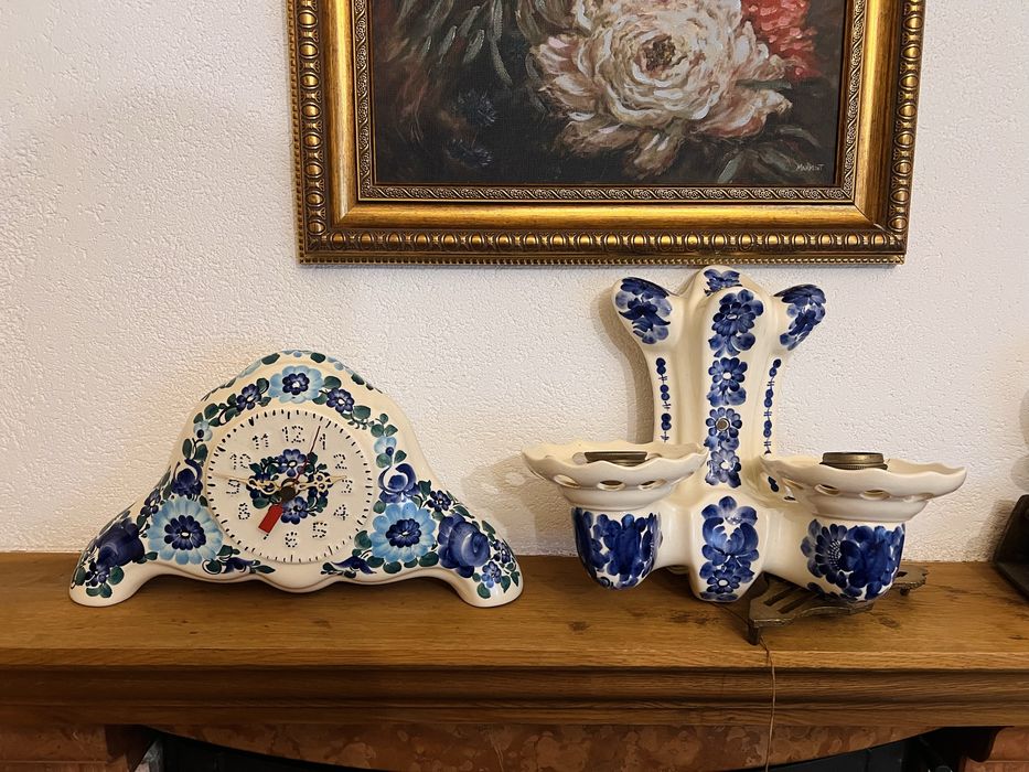 Zegar ceramiczny – Włocławek, ręcznie malowany, sygnowany