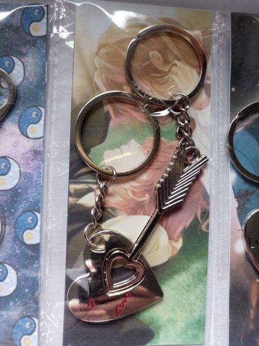 2X Porta Chaves Namorados pendente yin yang love you amor seta coracao
