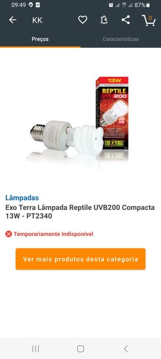 Lâmpada com suporte para répteis