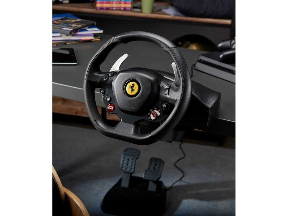 Volante + Pedais THRUSTMASTER T80 Ferrari 488 GTB (PS5/PS4/PC - Preto)