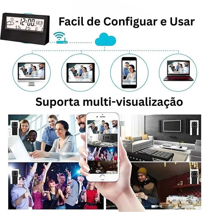 Camara Oculta Relógio Digital Vigilância Discreta Sem Baterias camera
