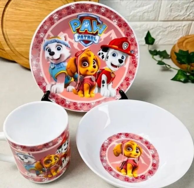 Стеклянный набор детской посуды Майнкрафт