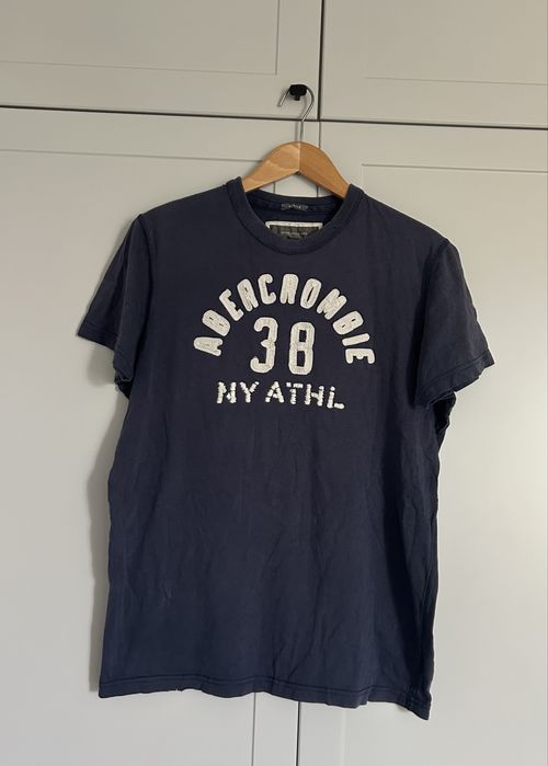 T-shirt męski Abercrombie & Fitch granatowy vintage z logo logowany L