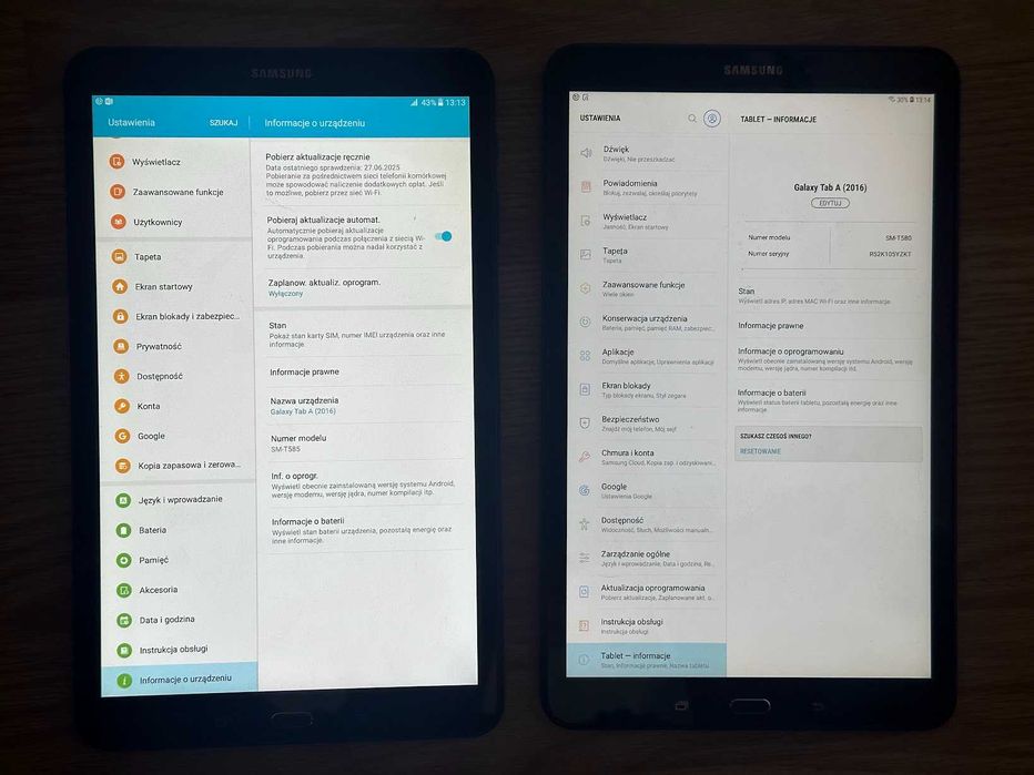 Samsung Galaxy Tab A 10.1 (2016) – 2 sztuki – sprawne
