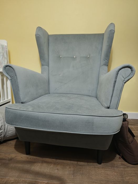 Fotel uszak GREY/ velvet szary
