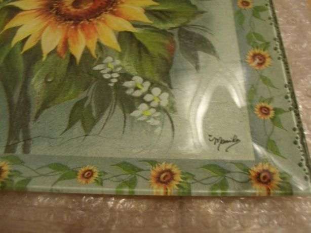 Prato decorativo vidro girassol Novo