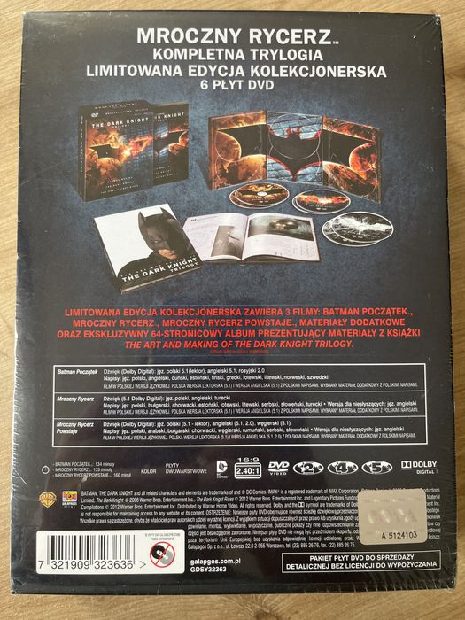 Batman Mroczny Ryczerz trylogia 6 DVD Nowe polskie wydanie