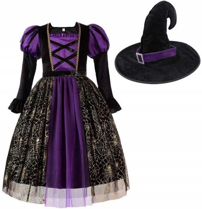Strój kostium sukienka wiedźma czarownica WRÓŻKA HALLOWEEN 110 cm W27
