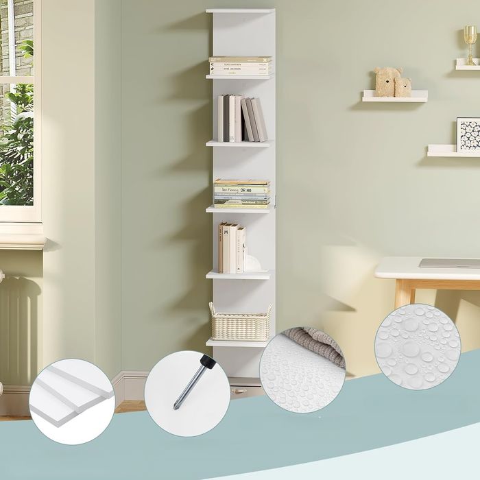 Regał na książki wysoki 190 cm słupek wąski Półka stojąca dekoracyjna