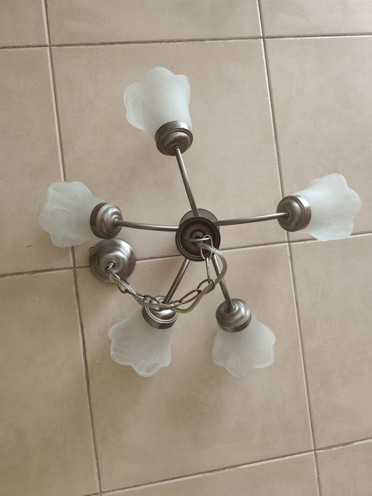 Luminária de teto 5 luzes em latão