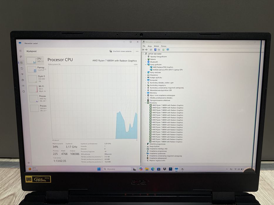 Acer Nitro 5 | RTX 3070 Ti | Ryzen 7 6800H | 16GB DDR5 | Ekran QHD 165Hz | BOX | Gwarancja