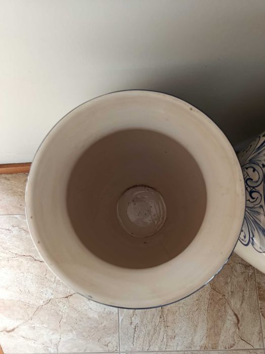 Pares de Vasos de Chão Cerâmica Pintados à Mão (51 cm) - Estilo Tradicional / Azulejo