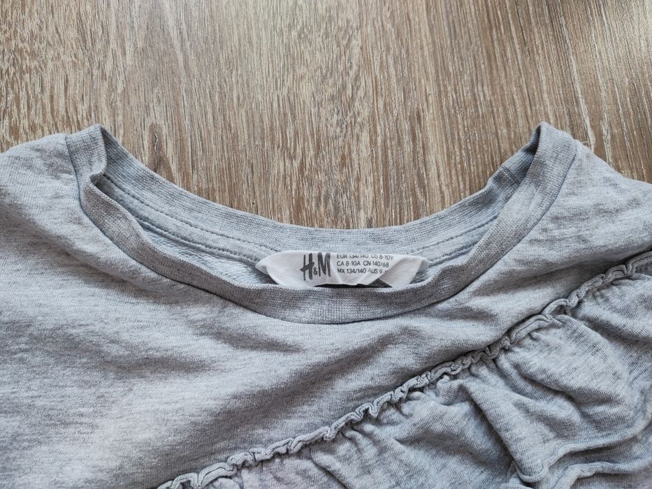 Szara bluza na długi rękaw H&M dziewczynka 134-140
