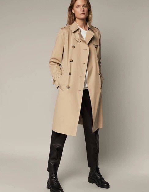 Тренч massimo dutti з 100% бавовни бежевий базовий плащ