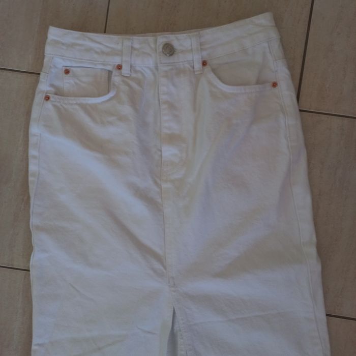 Biała- długa spódnica- jeans-36-s