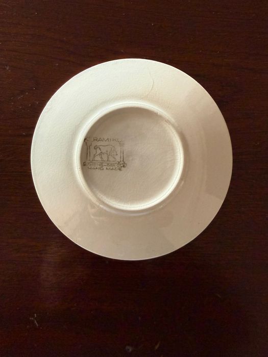 Chávena e pires arte grega antiga Keramikos pintado à mão excelente