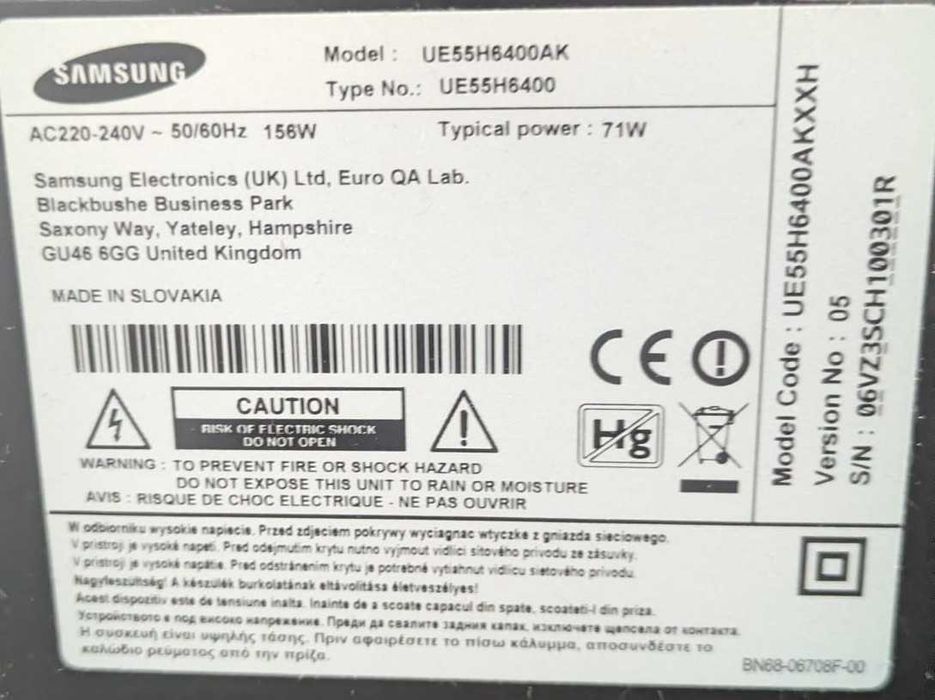 Telewizor Samsung UE55H6400AK, Smart TV, 55 cali.