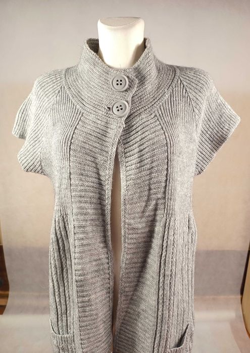 Sweterkowy bezrękawnik kamizelka z wełną alpaką L XL kardigan sweter