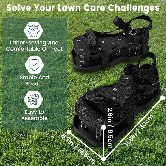 Buty do napowietrzania trawnika stalowymi kolcami aeracji nowe