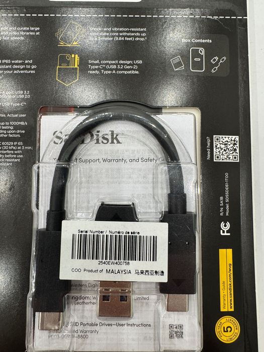 Найкраща ціна SSD Накопичувач SSD USB 3.2 1TB SanDisk SDSSDE61-1T00 Новий 1050 MB/с 1000 Гб
