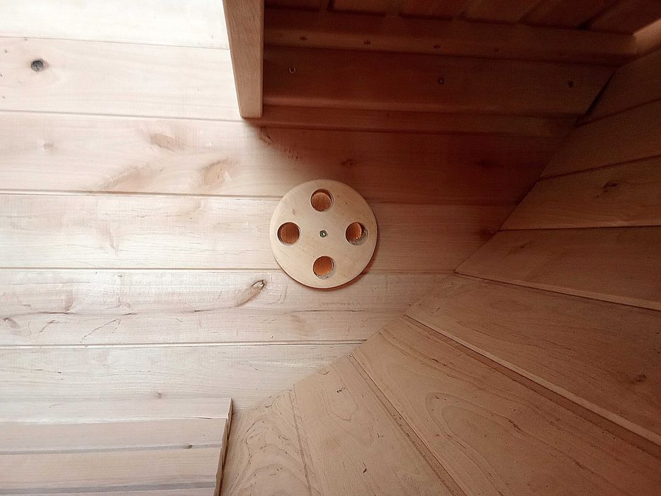 Sauna ogrodowa beczka, okrągła, z drewna olchowego, 240x215 cm