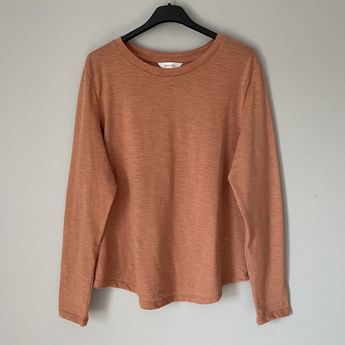 Cienki sweterek bluzka z długim rękawem złota nitka PER UNA india M