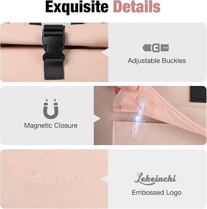 Rolltop elegancki plecak na rower, wodoszczelny różowy