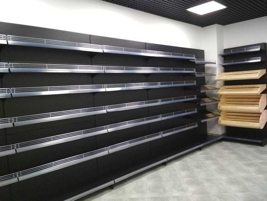 Торгові стелажі БУ хорошої якості сірого кольору антрацит в наявності