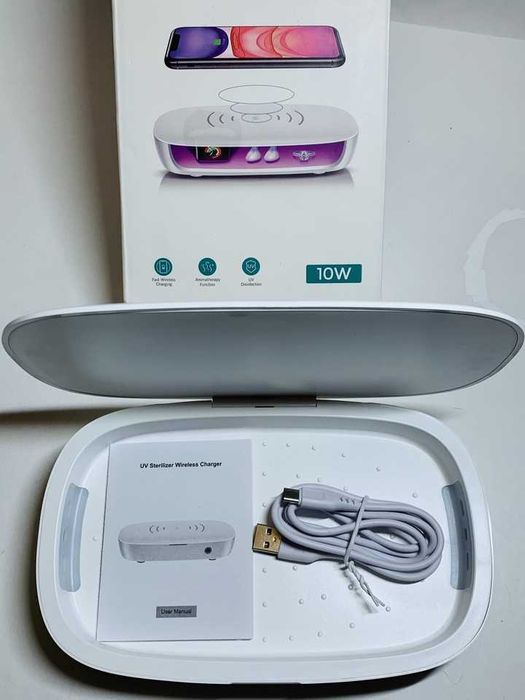 Esterilizador UV Multifuncional + Carregador Sem Fio 10W (Estado de Novo)